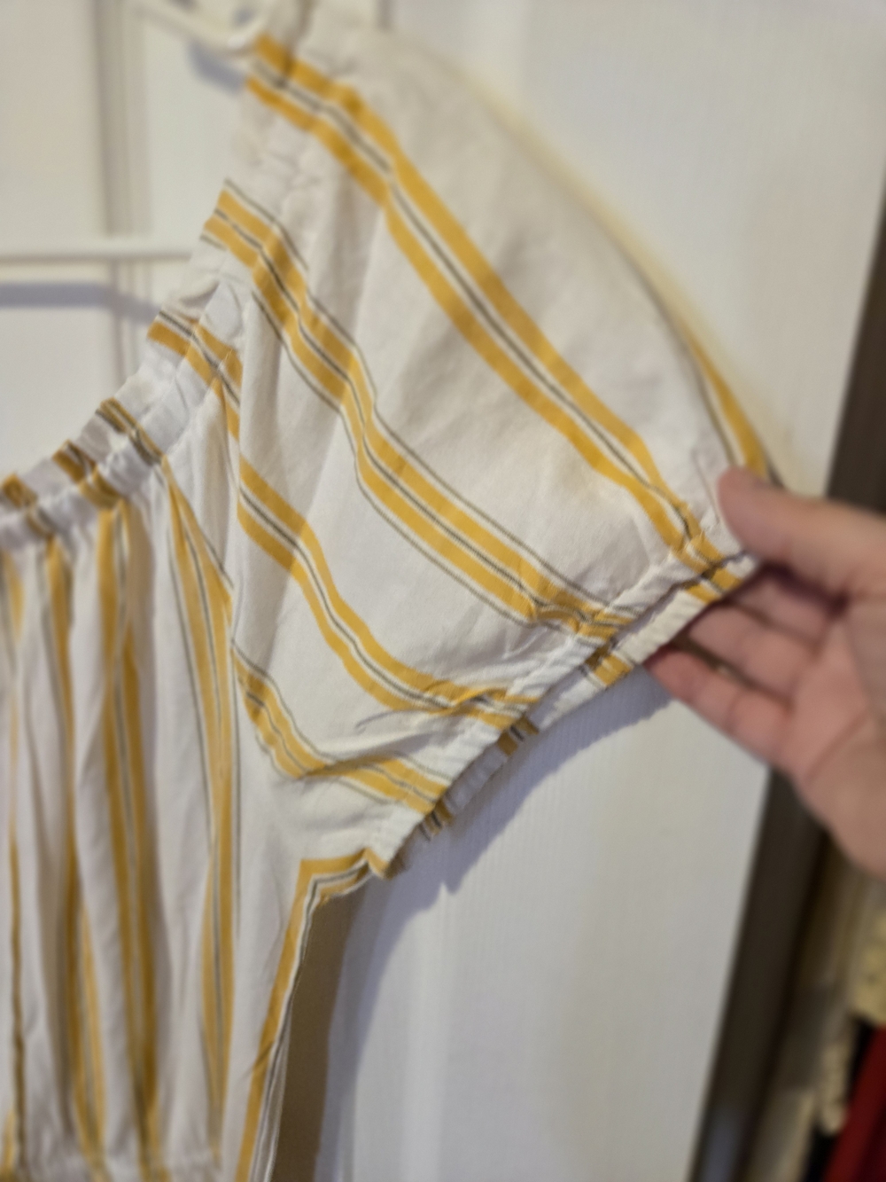 Streetwear Society White and Yellow Striped High-Low Button Dress-xl - Picture 10 of 11
